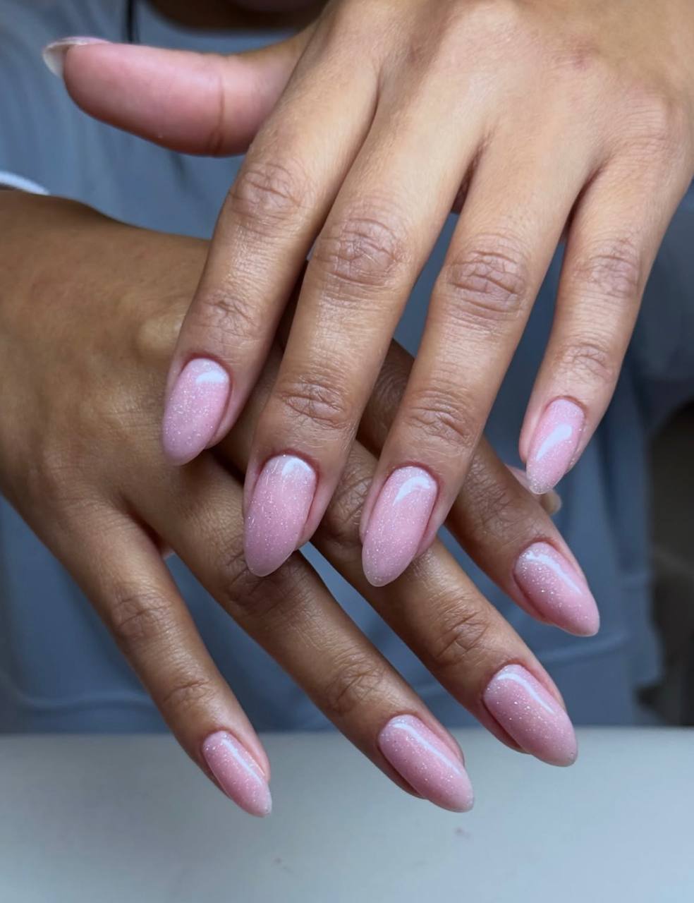 Pale lilac almond gel nails